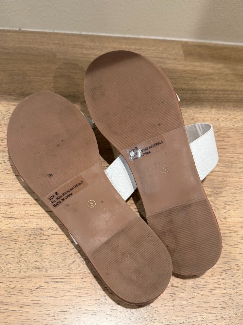 Lulus White Double Strap Slide Sandals Size 8 - Picture 6 of 7